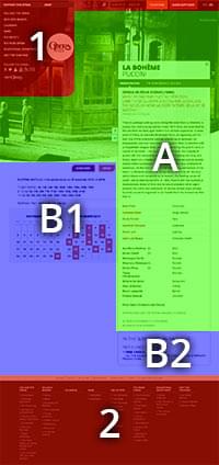 Dies ist ein zweispaltiges Layout, aber der Header überlagert den Hauptinhalt.