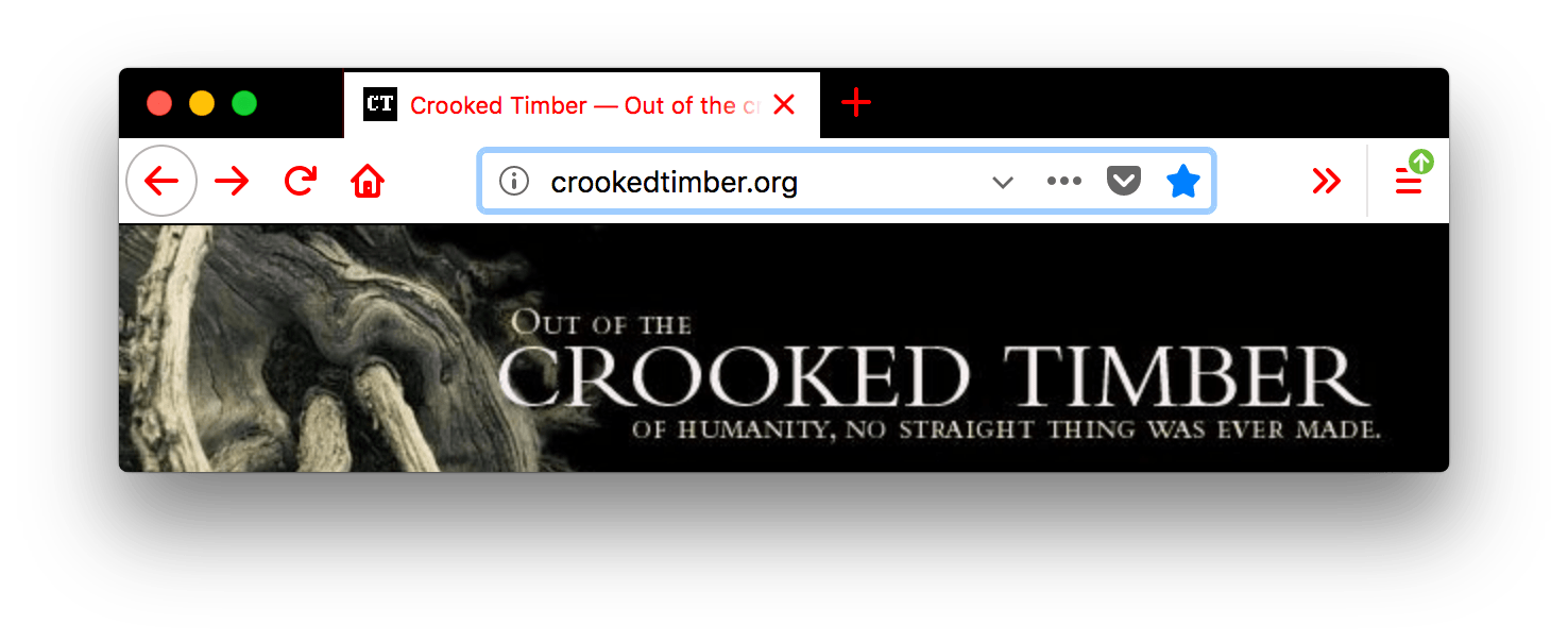 Ein Screenshot eines Browserfensters mit einem geöffneten Tab. Der Browser ist schwarz. Die Tabs und die URL-Leiste des Browsers sind weiß mit roten Symbolen und rotem Text. Die Farbe des Textes im geöffneten Tab ist rot. Die Textfarbe kontrastiert gut mit dem schwarzen Hintergrund des Tabs.