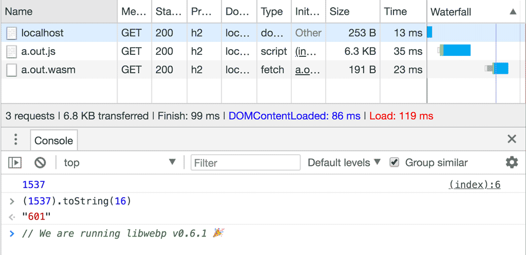 Screenshot der DevTools-Konsole mit der korrekten Versionsnummer.