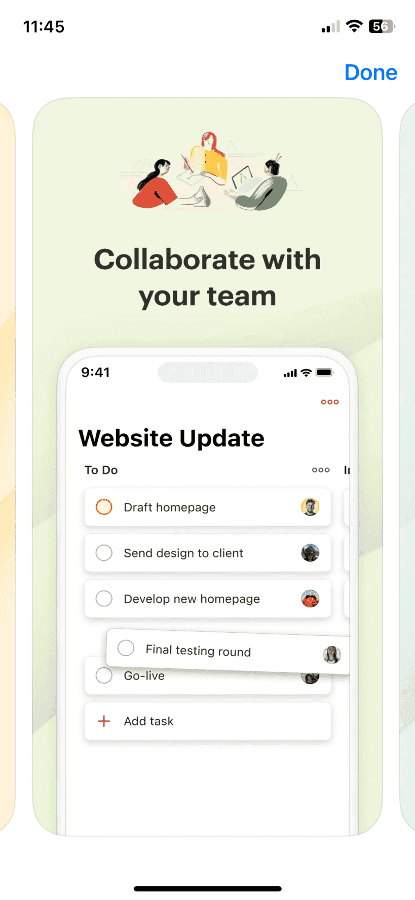 Todoist アプリの横長ギャラリーの画像を全画面表示