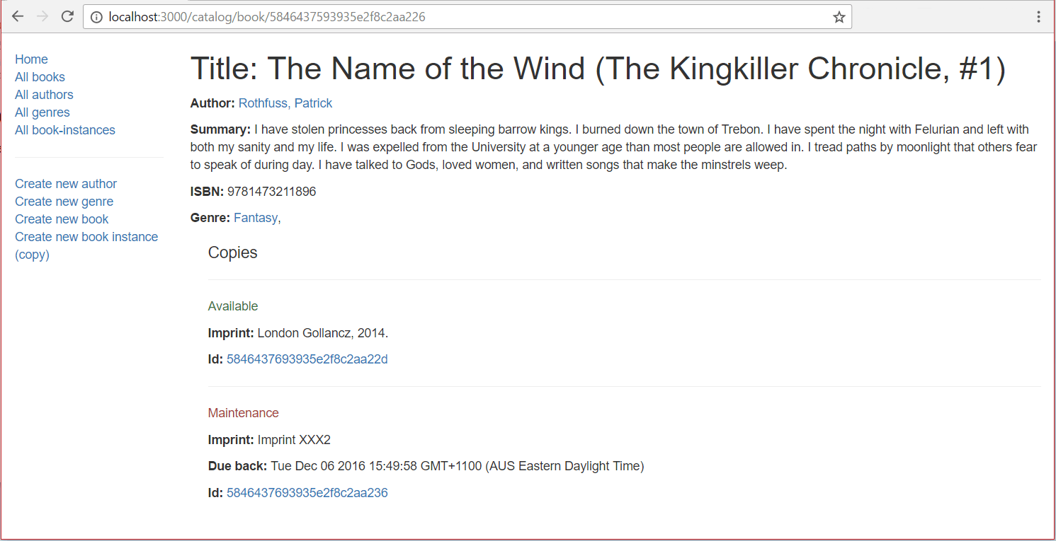 书籍详细信息页面——Express 本地图书馆网站